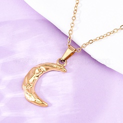 Texture Moon 304 Stainless Steel Pendant Necklaces&nbsp;NJEW-H059-13G