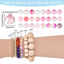 576Pcs 24 Style Transparent & Crackle & Fluorescent & Spray Painted & Frosted & Opaque & Rainbow Acrylic Imitation Pearl Beads&nbsp;DIY-HY0001-35C