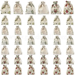 30Pcs 6 Styles Flower Printed Polycotton(Polyester Cotton) Packing Pouches Drawstring Bags&nbsp;ABAG-YW0001-19