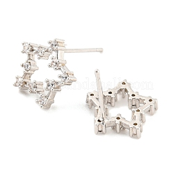Rack Plating Brass Cubic Zirconia Star Stud Earrings&nbsp;EJEW-K245-46P