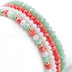 4Pcs 4 Style Glass Stretch Bracelets Set with Word Xmas Joy Acrylic Beads&nbsp;BJEW-TA00126