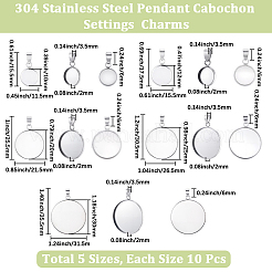 50Pcs 5 Styles 304 Stainless Steel Pendant Cabochon Settings&nbsp;STAS-BBC0007-38