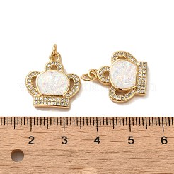 Brass Micro Pave Cubic Zirconia with Synthetic Opal Pendants&nbsp;KK-D096-18G