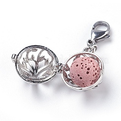 Brass Cage Pendants&nbsp;HJEW-JM00324-M