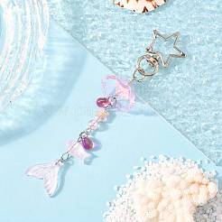 Flower Glass & Acrylic & Alloy Pendant Decorations&nbsp;KEYC-FS00033-03