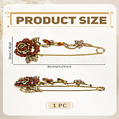 1Pc Rose Tangerine Rhinestone Brooch&nbsp;JEWB-LP0002-03