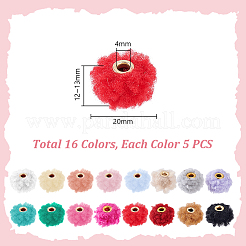 80Pcs 16 Colors Cloth Alloy Plush Pompom Ball Beads&nbsp;DIY-GA0008-86