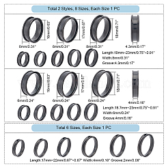 22Pcs 22 Style 201 & 304 Stainless Steel Grooved Finger Ring Settings&nbsp;STAS-UN0044-14