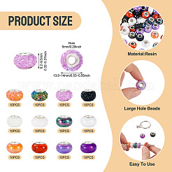 120Pcs 12 Colors Opaque Resin European Beads&nbsp;RESI-TA0004-80