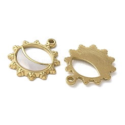 Flower with Lune 304 Stainless Steel Natural Paua Shell/White Shell Pendants Ion Plating(IP)&nbsp;STAS-U037-11G-01