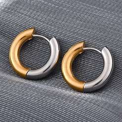 Two Tone 304 Stainless Steel Hinged Hoop Earrings for Women&nbsp;EJEW-A073-01B