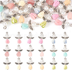 18Pcs 9 Colors Resin & Glass Pearl Angel Pendants&nbsp;FIND-TA0004-23