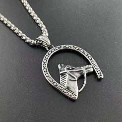 Vintage 304 Stainless Steel Horse Head Pendant Punk Street Necklace Jewelry&nbsp;ZB8161