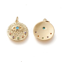 Brass Micro Pave Cubic Zirconia Hammered Pendants&nbsp;ZIRC-L098-011G