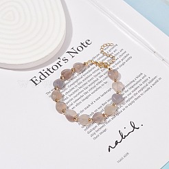 Natural Grey Agate Heart Beaded Bracelet&nbsp;BJEW-JB08697-04