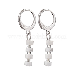 304 Stainless Steel Natural Howlite Column Leverback Earrings&nbsp;EJEW-JE06520-02