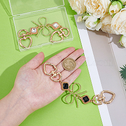 2Pcs 2 Colors Alloy Rhinestone Rhombus Bowknot Bag Extension Chains&nbsp;DIY-UN0007-97