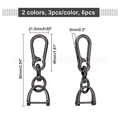 6Pcs 2 Colors Alloy Keychain Clasps&nbsp;DIY-CA0004-46