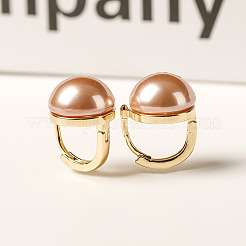 Brass & Plastic Pearl Hoop Earrings&nbsp;FS-WGC04E8-01
