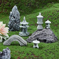 5Pcs 5 Style Chinese Pagoda Statue Stone Miniature Ornament&nbsp;AJEW-FH0002-53