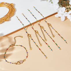 10Pcs 5 Colors 304 Stainless Steel Enamel Oval Link Chain Bracelet Makings&nbsp;AJEW-GO00045