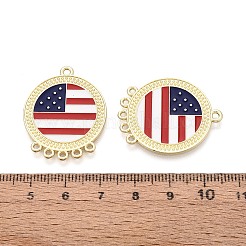 Independence Day Alloy Enamel Flat Round Chandelier Component Links&nbsp;ENAM-T021-74A-G