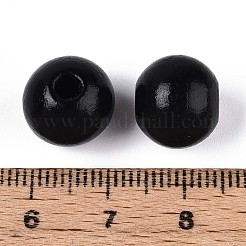 Spray Painted Round Natural Schima Wood Beads&nbsp;LS-WOOD-A018-12mm-03-1