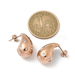 304 Stainless Steel Teardrop Stud Earrings&nbsp;EJEW-B108-05RG-A