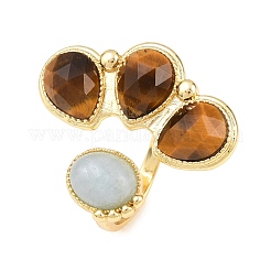 Natural Tiger Eye & Natural Aquamarine Cuff Rings&nbsp;GG-G001-03G-06