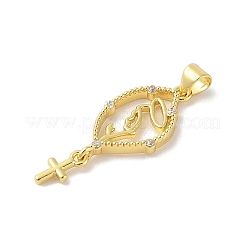 Rack Plating Brass Clear Cubic Zirconia Pendants&nbsp;KK-S380-18G