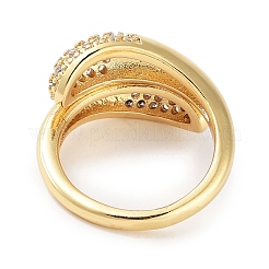 Rack Plating Brass Pave Clear Cubic Zirconia Open Cuff Rings&nbsp;RJEW-M172-08G