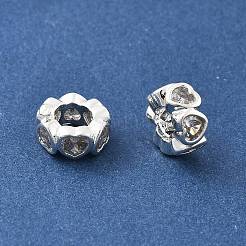 Brass Micro Pave Clear Cubic Zirconia Rondelle European Beads&nbsp;KK-R216-20S