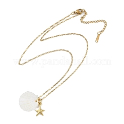 Summer Beach Shell Shape & Starfish Pendant Necklaces&nbsp;NJEW-B118-03G-07