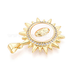 Brass Micro Pave Clear Cubic Zirconia Pendants&nbsp;KK-N268-32G