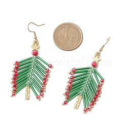 Glass Seed Beaded Christmas Tree Dangle Earrings&nbsp;EJEW-MZ00636
