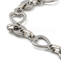 Non-Tarnish 304 Stainless Steel Heart Link Chains Bracelets for Men & Women&nbsp;BJEW-D042-08P