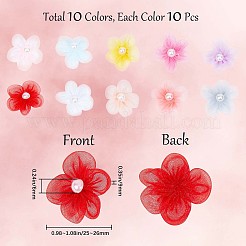 100Pcs 10 Colors Organza 5-Petal Flower Ornament Accessories&nbsp;DIY-GF0006-94