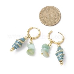 Brass Shell Shape Hoop Earrings&nbsp;EJEW-JE06747-03
