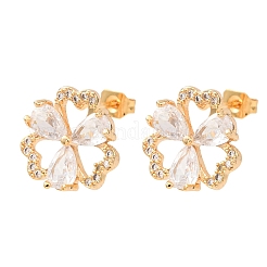Brass Micro Pave Cubic Zirconia Stud Earrings for Women&nbsp;KK-CBACC01-07G