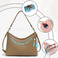 1Pc Iron & Synthetic Turquoise Chip Beaded Layered Bag Extender Chains&nbsp;HJEW-BM0001-21