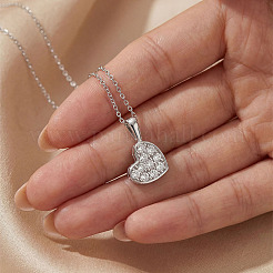 925 Sterling Silver Full Paved 0.22CT Crystal Moissanite Heart Pendant Necklaces for Women&nbsp;TX8783