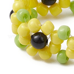Flower Glass Stretch Rings for Women&nbsp;RJEW-JR00769