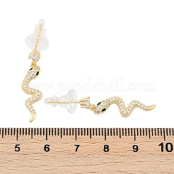 Brass Micro Pave Clear Cubic Zirconia Stud Earrings&nbsp;EJEW-P301-14G