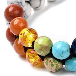 Round Synthetic Howlite & Mixed Stone Braided Bead Bracelet for Girl Wome&nbsp;X1-BJEW-JB06961-02