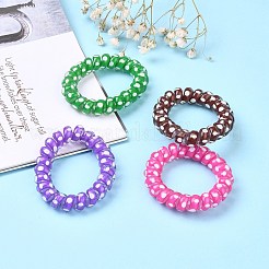 Printed Plastic Telephone Cord Elastic Hair Ties&nbsp;OHAR-R111-13