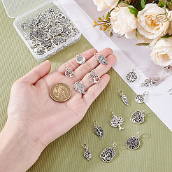 60Pcs 15 Styles Tibetan Style Alloy Tree of Life & Leaf Pendants&nbsp;PALLOY-GA00053