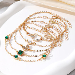 5Pcs 5 Styles Alloy Chain Bracelet & Bangle Set for Women&nbsp;WG6073F-01