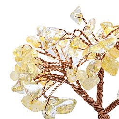 Natural Yellow Quartz & Amethyst Chip Pachira Glabra Display Decorations&nbsp;DJEW-K025-06C