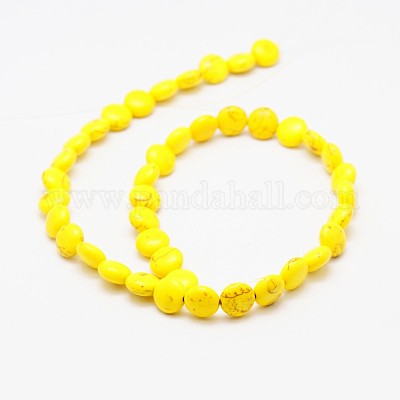 Flat Round Synthetic Turquoise Beads Strands&nbsp;TURQ-I022-16x6mm-10-1
