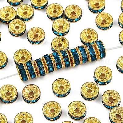 Brass Rhinestone Spacer Beads&nbsp;RB-A014-Z8mm-06G-1